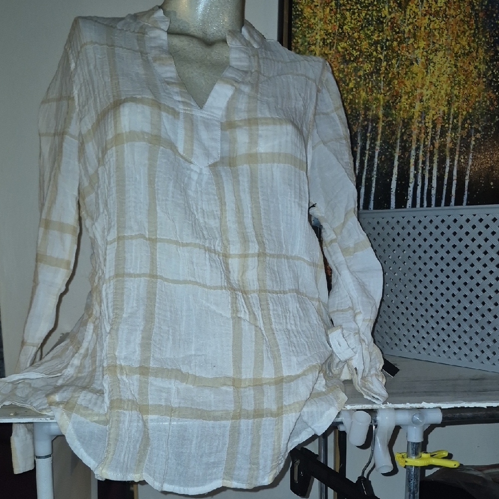 Liverpool Beige and White Tunic Top